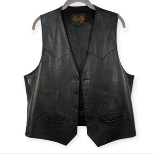 Scully Genuine Leather Vest Mens XL Black Western Button-Front Lined
